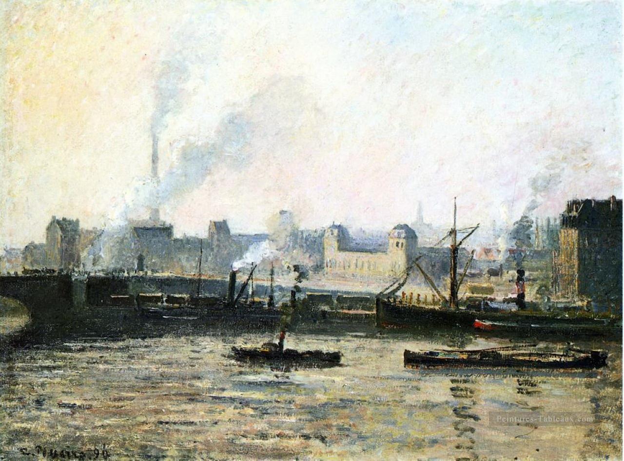 le pont saint sever au brouillard de rouen 1896 Camille Pissarro Peintures à l'huile
